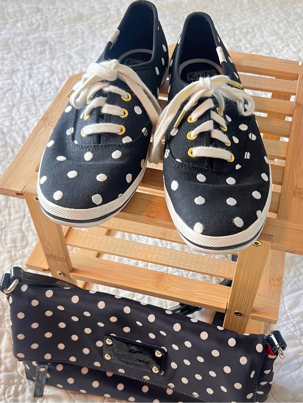 Keds Kate Spade Black and White Polka Dot Canvas Sneakers